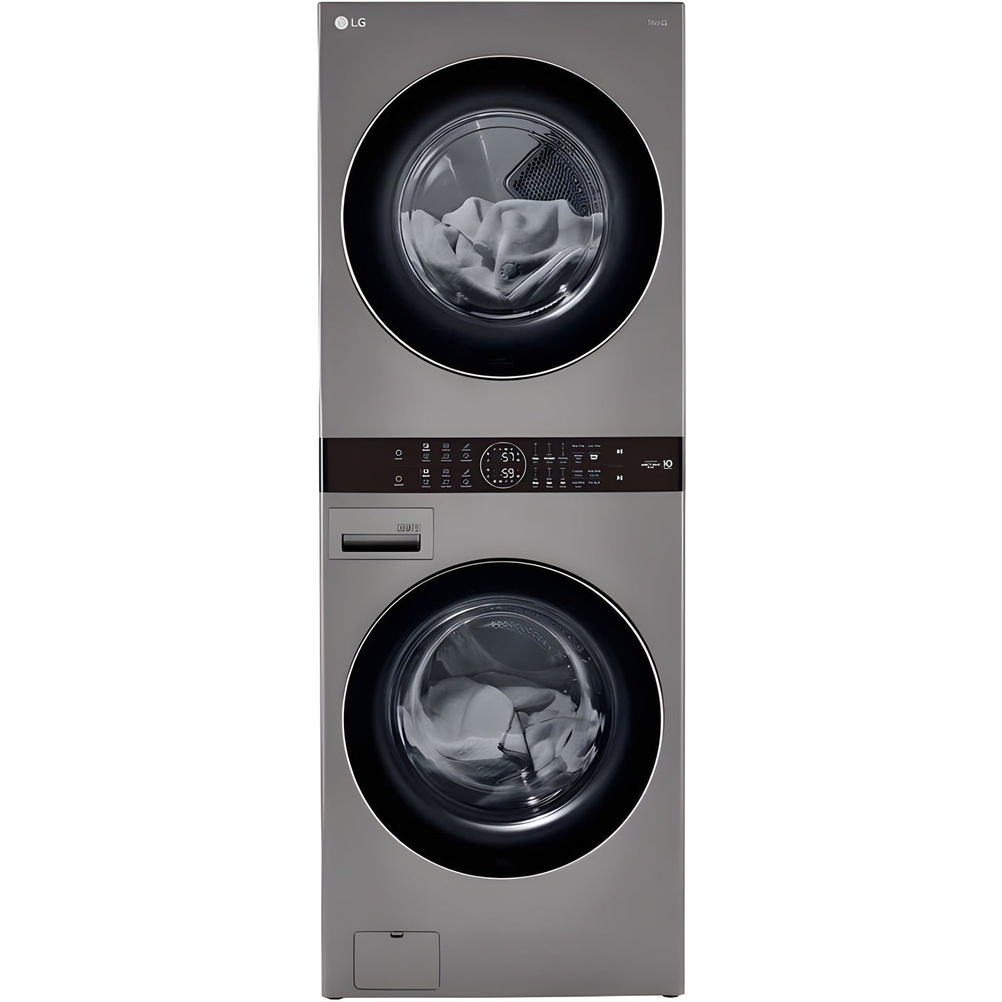 LG WashTower Single Front Load Unit with Center Control, 4.5-Cu. Ft. Washer and 7.4-Cu. Ft. Electric Dryer in Graphite (WKE100HVA)