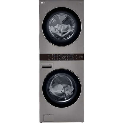 LG WashTower Single Front Load Unit with Center Control, 4.5-Cu. Ft. Washer and 7.4-Cu. Ft. Electric Dryer in Graphite (WKE100HVA)