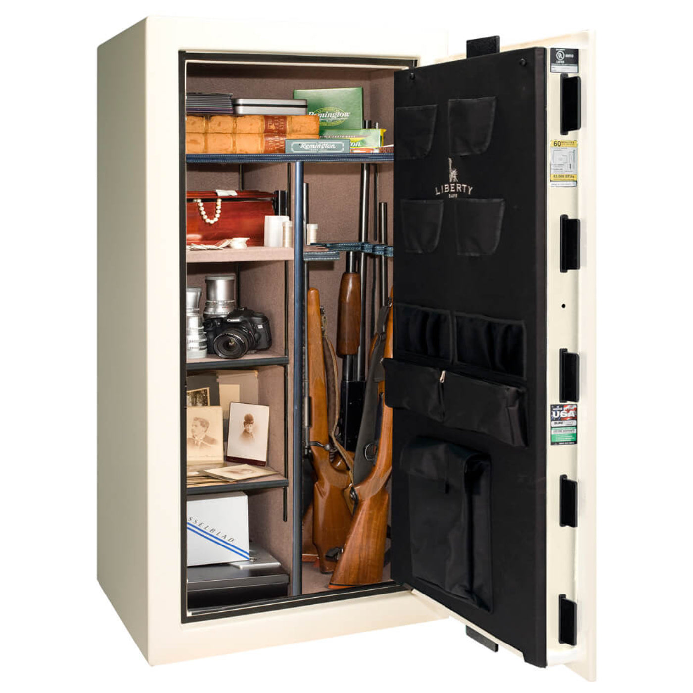 Liberty Safe  Colonial 23 Promo Gun Safe CO23 White Gloss with Flag - LIB Colonial 23 White Flag