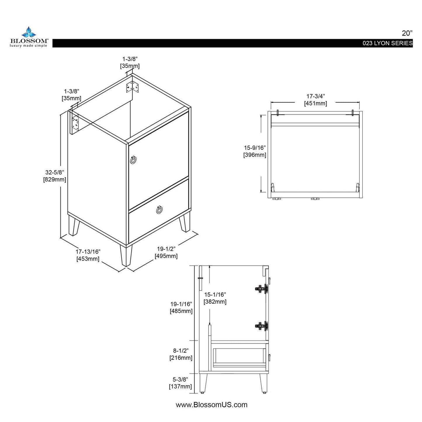 Blossom Lyon 20 Inch Bathroom Vanity - V8023 20 01 - Backyard Provider