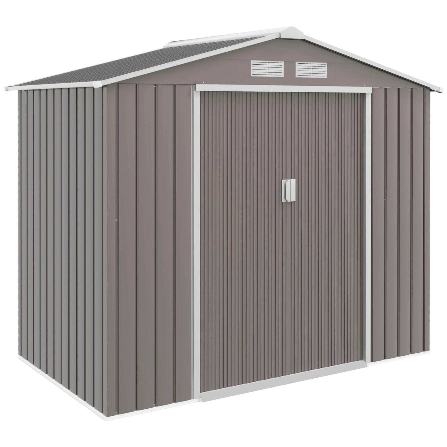 Outsunny EverBase 7' x 4' Outdoor Storage Shed with Foundation Kit, Double Lockable Door & Air Vents, Gray - ockable Door & Air Vents, Gray