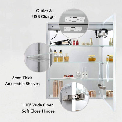 Blossom Sirius – 20 Inches LED Medicine Cabinet with Clock - MCL3 2032L - Backyard Provider
