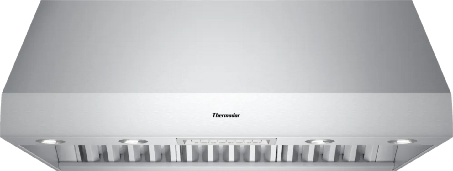 Thermador Professional PH48GS 48" Canopy Wall-Mount Hood, 3-Speed, Auto Function, Infrared Lamps, Baffle Filters - 7555076685917