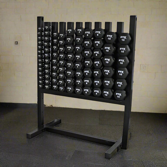 TROY VTX MDR-DNPAC Locking Rack with 43 Pairs of Neoprene Coated Dumbbells - MDR-DNPAC