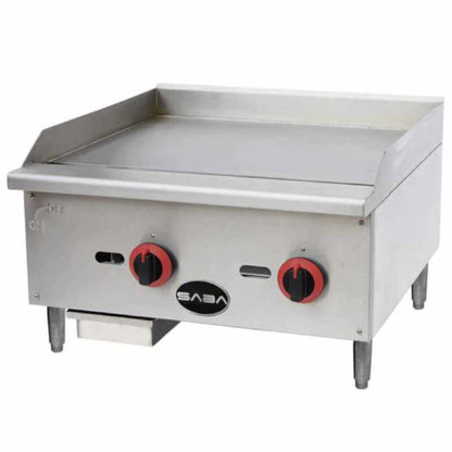 Saba - MG-24 Commercial 24" Griddle Cooktop with 2 Burners Natural Gas/Liquid Propane - MG-24