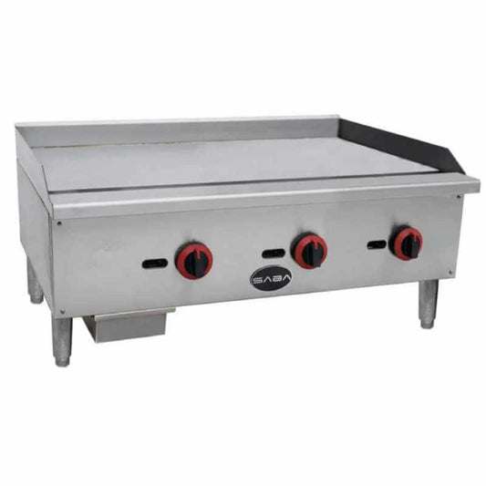 Saba - MG-36 Commercial 36" 3 Burners Griddle Cooktop Natural Gas/Liquid Propane - MG-36