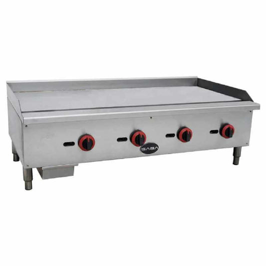Saba - MG-48T Commercial 48" Thermostatic Griddle 4 Burners Cooktop Natural Gas/Liquid Propane - MG-48T