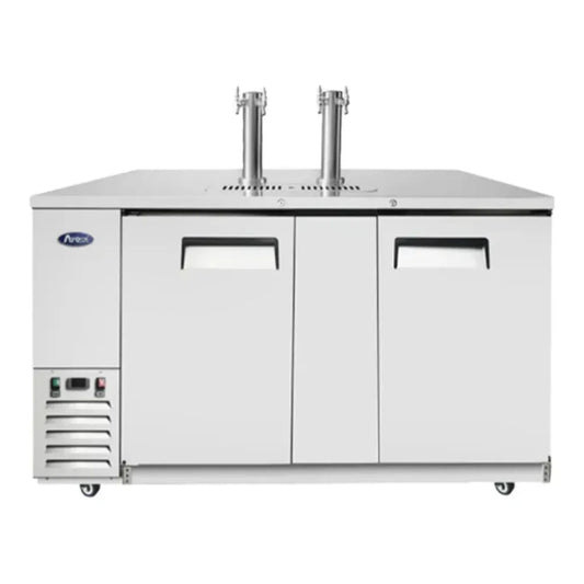 Atosa MKC68GR 57.8" 2 Double Tap Kegerator Beer Dispenser - Stainless Steel, 3 1/2 Keg Capacity 21.5  Cu.Ft - MKC68GR