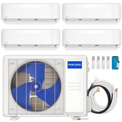 MRCOOL DIY 5th Gen Mini Split - 4-Zone 36,000 BTU Ductless Air Conditioner and Heat Pump Condenser with 9K + 9K + 9K + 9K Wall Mount Air Handlers - DIY5-4Z-36HP-9K9K9K9K