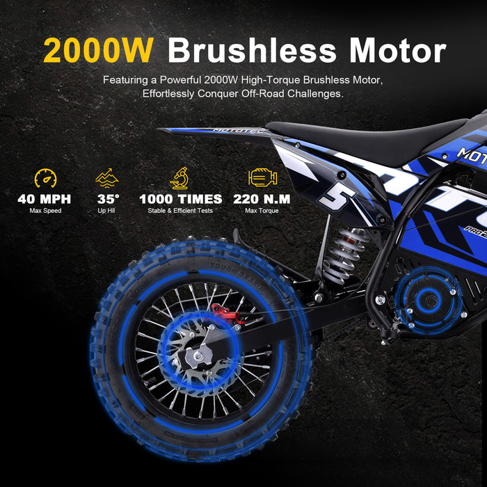 MotoTec Pro 60V/15.6Ah 2000w Lithium Electric Dirt Bike