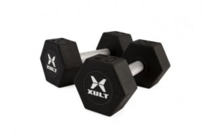 Johnson Health Tech XULT Urethane Hex Dumbbells - XULT Urethane Hex Dumbbell Pair, Black, 100 lb. -XT-100URE-HEX