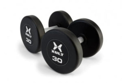 Johnson Health Tech XULT Round Rubber Dumbbells - XULT Round Rubber Dumbbell Set, Black, 50 lb. - XT-5-50RBR-RND