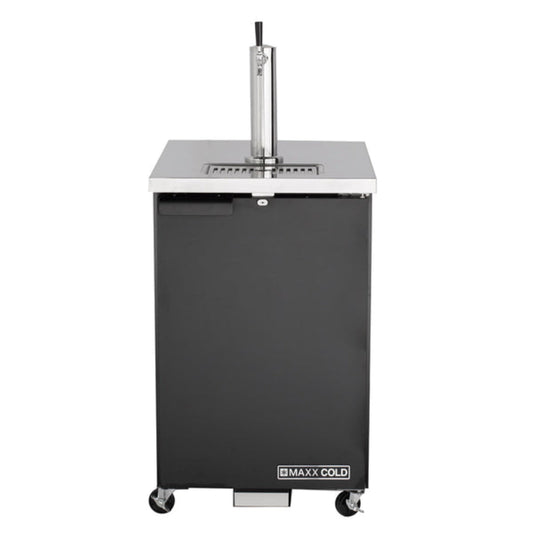Maxx Cold Single Tower Beer Dispenser, 7.2 cu. ft., 1 Barrel/Keg (204 L), Black/Stainless Steel - MXBD24-1BTop