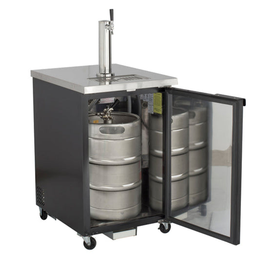 Maxx Cold Single Tower Beer Dispenser, 7.2 cu. ft., 1 Barrel/Keg (204 L), Black/Stainless Steel - MXBD24-1BTop
