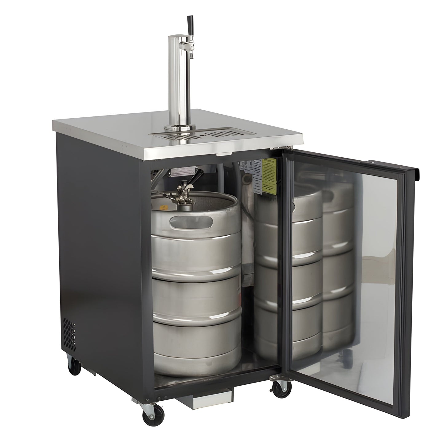 Maxx Cold Single Tower Beer Dispenser, 7.2 cu. ft., 1 Barrel/Keg (204 L), Black/Stainless Steel Top - MXBD24-1B