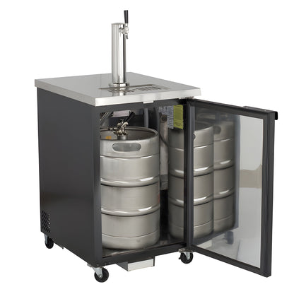 Maxx Cold Single Tower Beer Dispenser, 7.2 cu. ft., 1 Barrel/Keg (204 L), Black/Stainless Steel Top - MXBD24-1B