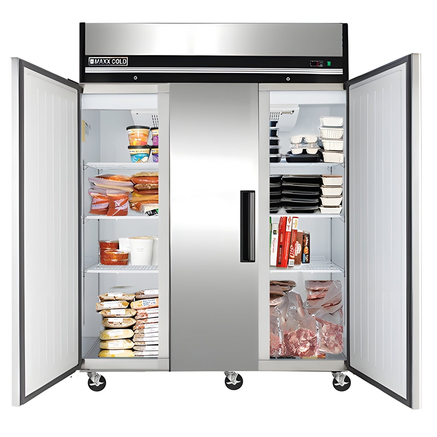 Maxx Cold Triple Door Reach-in Freezer, Top Mount, 72 cu. ft. Storage Capacity, in Stainless Steel - MXCF-72FDHC