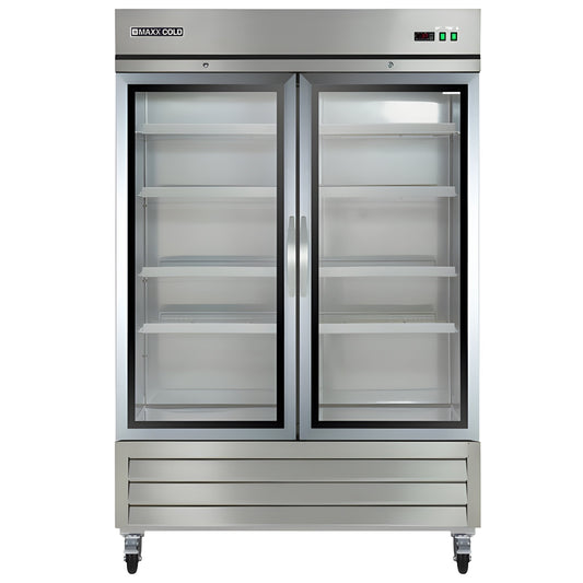Maxx Cold Double Glass Door Reach-In Refrigerator, Bottom Mount, 49 cu. ft., in Stainless Steel - MXCR-49GDHC