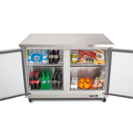 Maxx Cold - Double Door Undercounter Refrigerator, 12 cu. ft. Storage Capacity, in Stainless Steel - MXCR48UHC