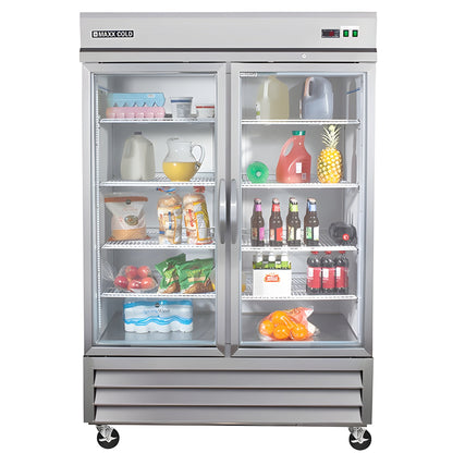 Maxx Cold Double Glass Door Reach-In Refrigerator, Bottom Mount, 49 cu. ft., in Stainless Steel - MXCR-49GDHC