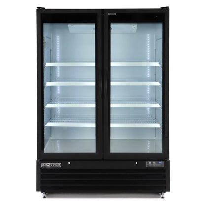 Maxx Cold Double Glass Door Merchandiser Freezer, Large Storage Capacity, 50 cu. ft., in Black - MXGDM-50FBHC