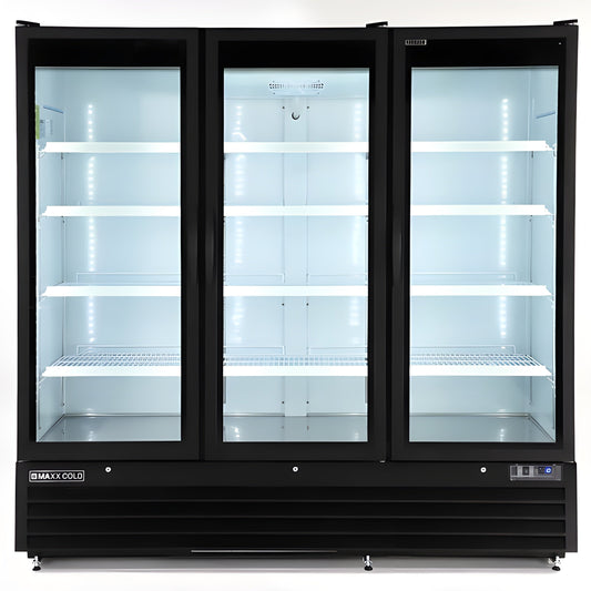 Maxx Cold Triple Glass Door Merchandiser Freezer, Large Storage Capacity, 73 cu. ft., in Black -  MXGDM-73FBHC
