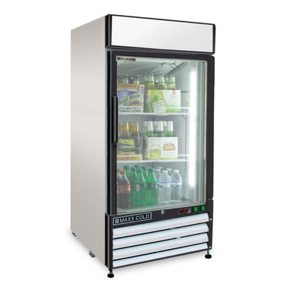 Maxx Cold Single Glass Door Merchandiser Refrigerator, in White - MXM1-12RHC