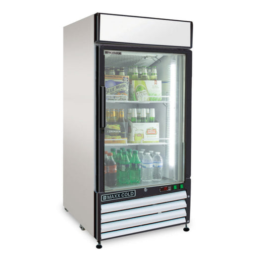 Maxx Cold Single Glass Door Merchandiser Refrigerator, in White - MXM1-12RHC