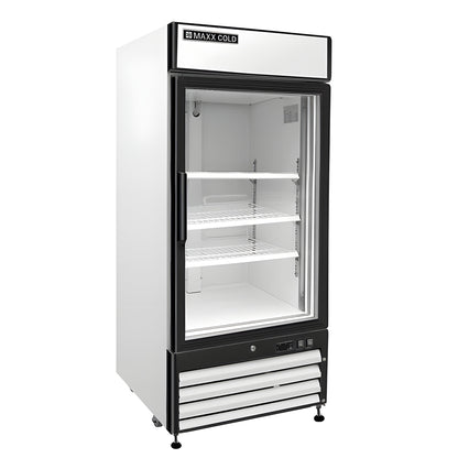 Maxx Cold Single Glass Door Merchandiser Refrigerator, Free Standing, 16 cu. ft., in White - MXM1-16RHC