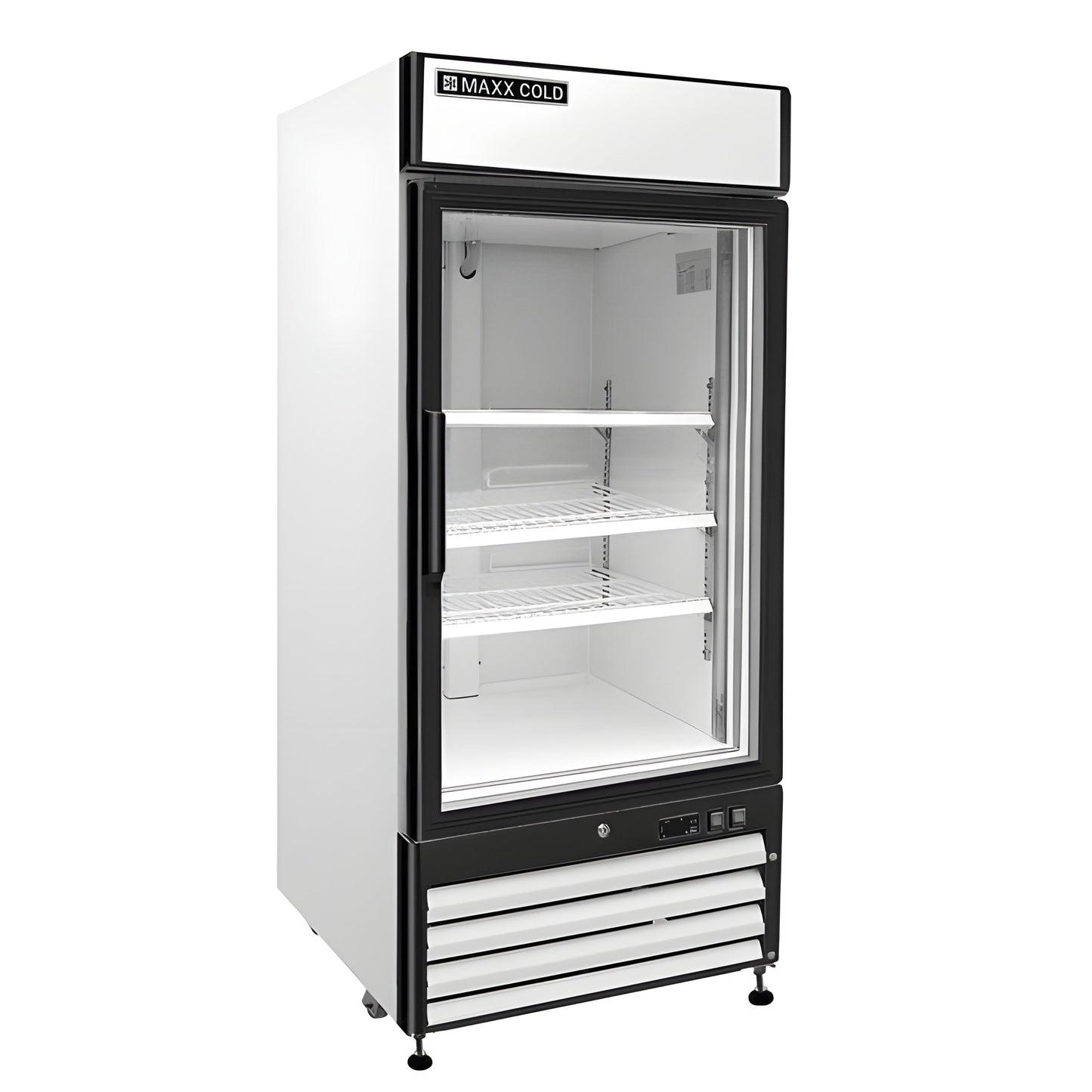 Maxx Cold Single Glass Door Merchandiser Refrigerator, Free Standing, 16 cu. ft., in White - MXM1-16RHC