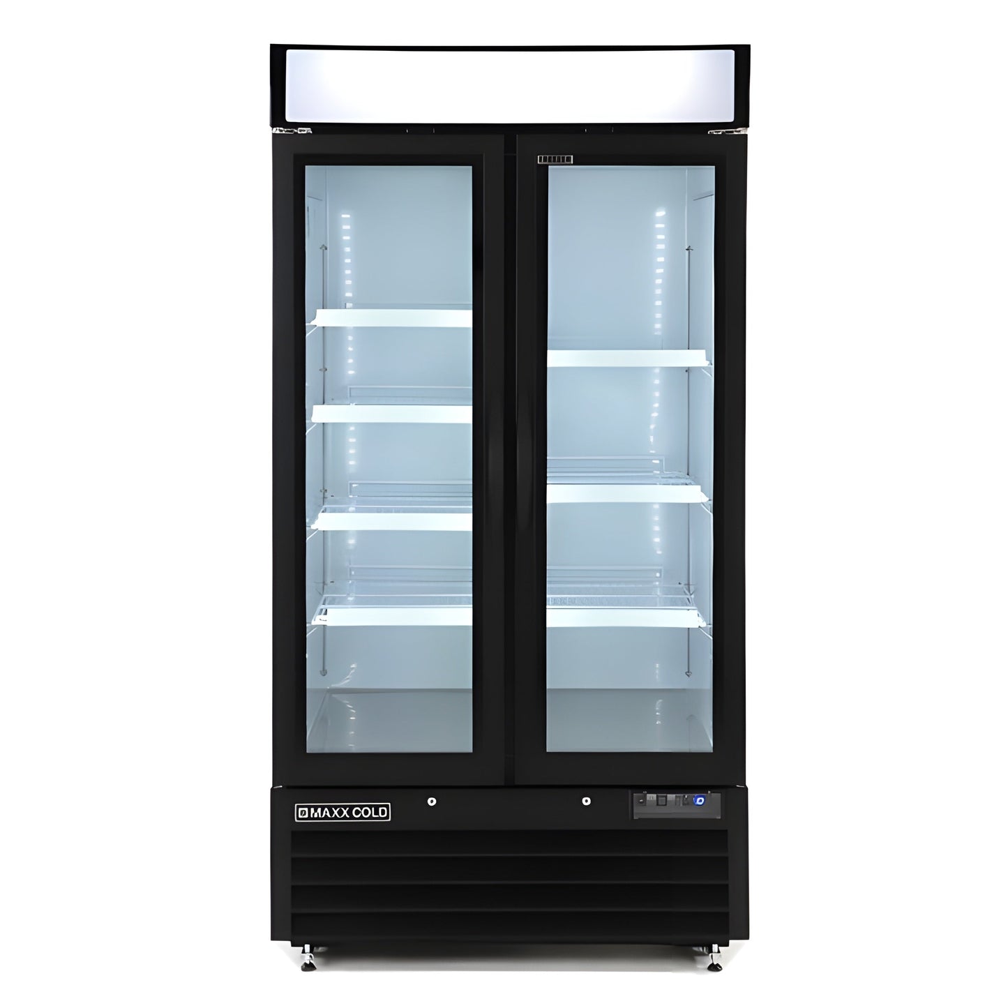 Maxx Cold Double Glass Door Narrow Width Merchandiser Freezer, Swing Style Door, 36 cu. ft., White - MXM2-36FHC