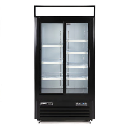 Maxx Cold Double Glass Door Merchandiser Refrigerator, 36 cu. ft., Sliding Door, Black – MXM2-36RSBHC