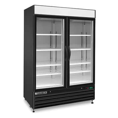 Maxx Cold Double Glass Door Merchandiser Freezer, Swing Door, 48 cu. ft., Storage Capacity, in Black - MXM2-48FBHC