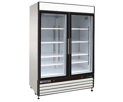 Maxx Cold Double Glass Door Merchandiser Freezer, Swing Door, 48 cu. ft., Storage Capacity, in White - MXM2-48FHC