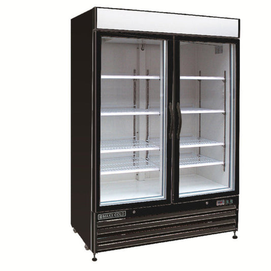 Maxx Cold Double Glass Door Merchandiser Refrigerator, Swing Door, 48 cu. ft., Energy Star, in Black - MXM2-48RBHC