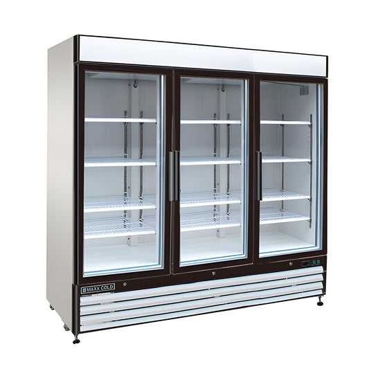 Maxx Cold Triple Glass Door Merchandiser Refrigerator, Free Standing, 72 cu. ft., in White - MXM3-72RHC