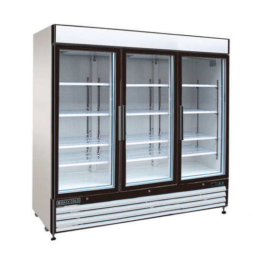 Maxx Cold Triple Glass Door Merchandiser Refrigerator, Free Standing, 72 cu. ft., in White - MXM3-72RHC