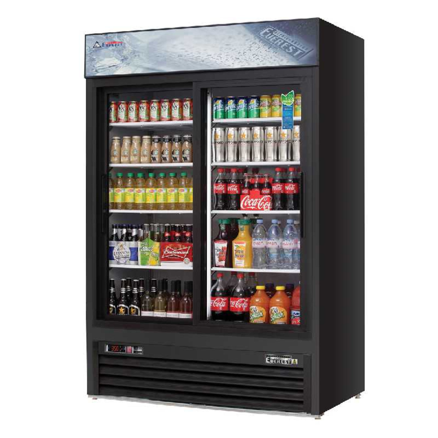 Everest Commercial 53" 2 Sliding Glass Door Merchandiser Refrigerator 48 cu.ft. - EMGR48B