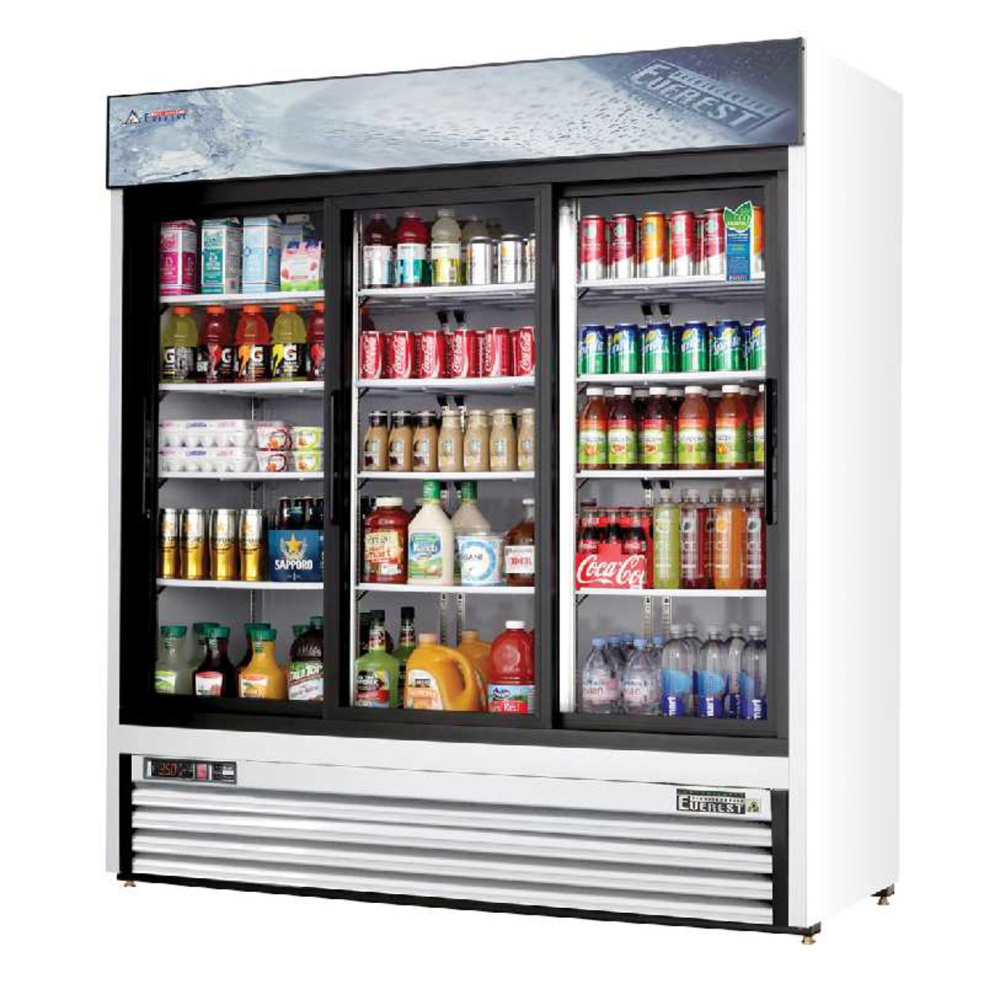 Everest Commercial 72" 3 Sliding Glass Door Merchandiser Refrigerator 69 cu. ft. - EMGR69