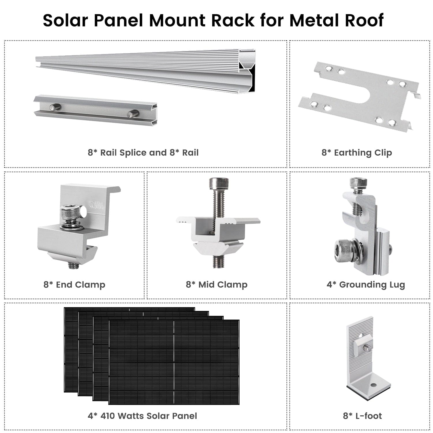 410 Watt Monocrystalline Solar Panel (4 Packs) With Solar Panel Mount Rack - Backyard Provider