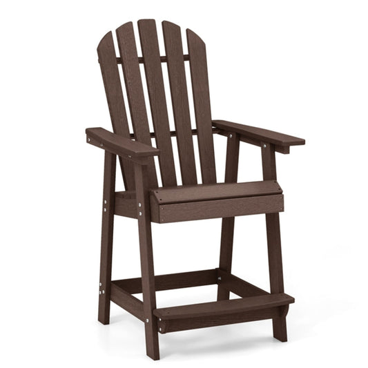 Tangkula Outdoor Bar Stool, HDPE Tall Adirondack Chair with Armrest & Footrest - NP11571GR
