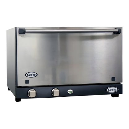 Cadco Lisa OV-013SS 3-Shelf Half Size Medium-Duty Manual Countertop Catering Convection Oven with Stainless Steel Door - 120V - OV-013SS