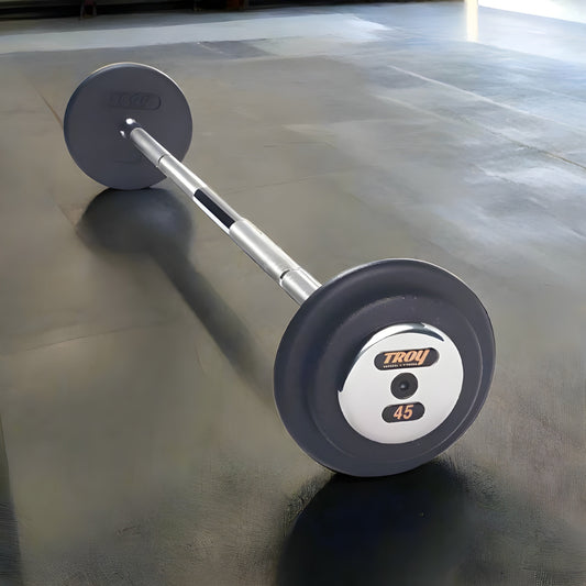 TROY PFB-C Pro Style Straight Barbell Set - Black Plates Chrome End Caps - PFB-020-110C