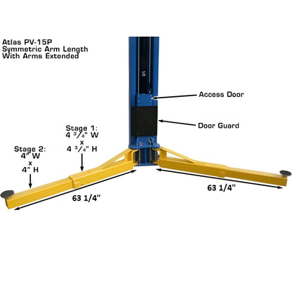 Atlas PV15PX 15,000 lb Overhead 2-Post Lift - ATEXH-PV15PX-FPD