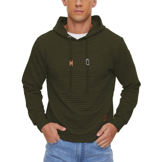 Armygreen Drawstring Mens Hooded Long Sleeve Sweatshirt