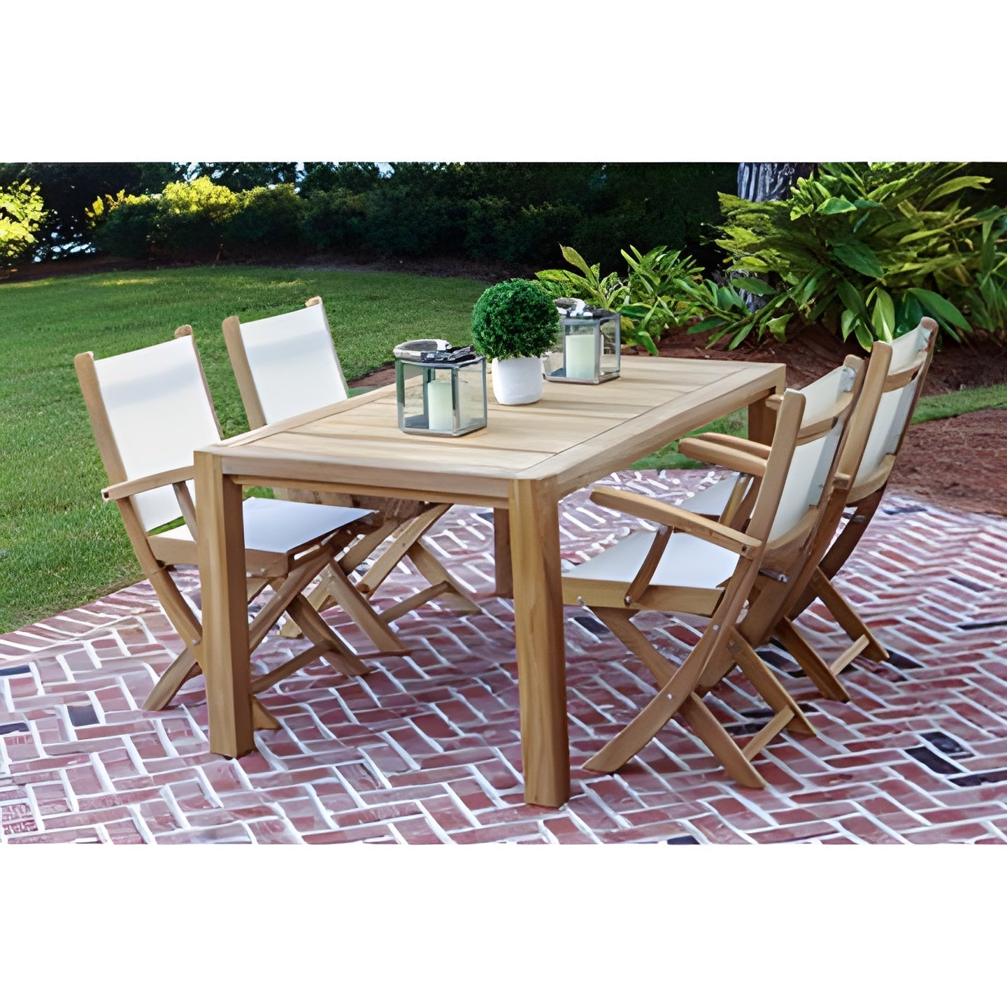 Royal Teak Collection Sailmate Folding Arm Chair-White Sling - SMCW