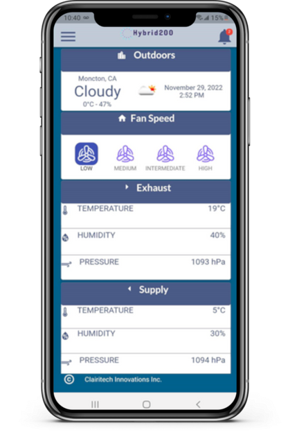 HumiFresh® Hybrid 200 - Whole Home Ventilation and Energy Recovery System and Hybrid 200 App - H-200