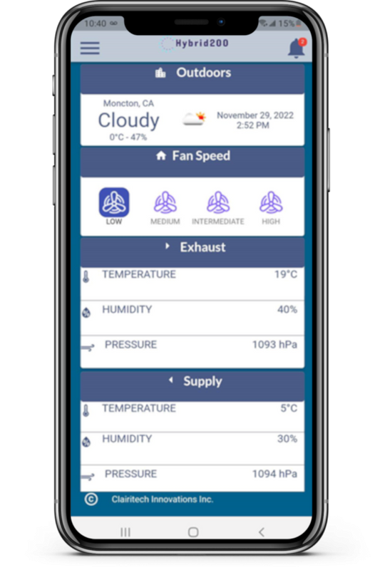HumiFresh® Hybrid 200 - Whole Home Ventilation and Energy Recovery System and Hybrid 200 App - H-200