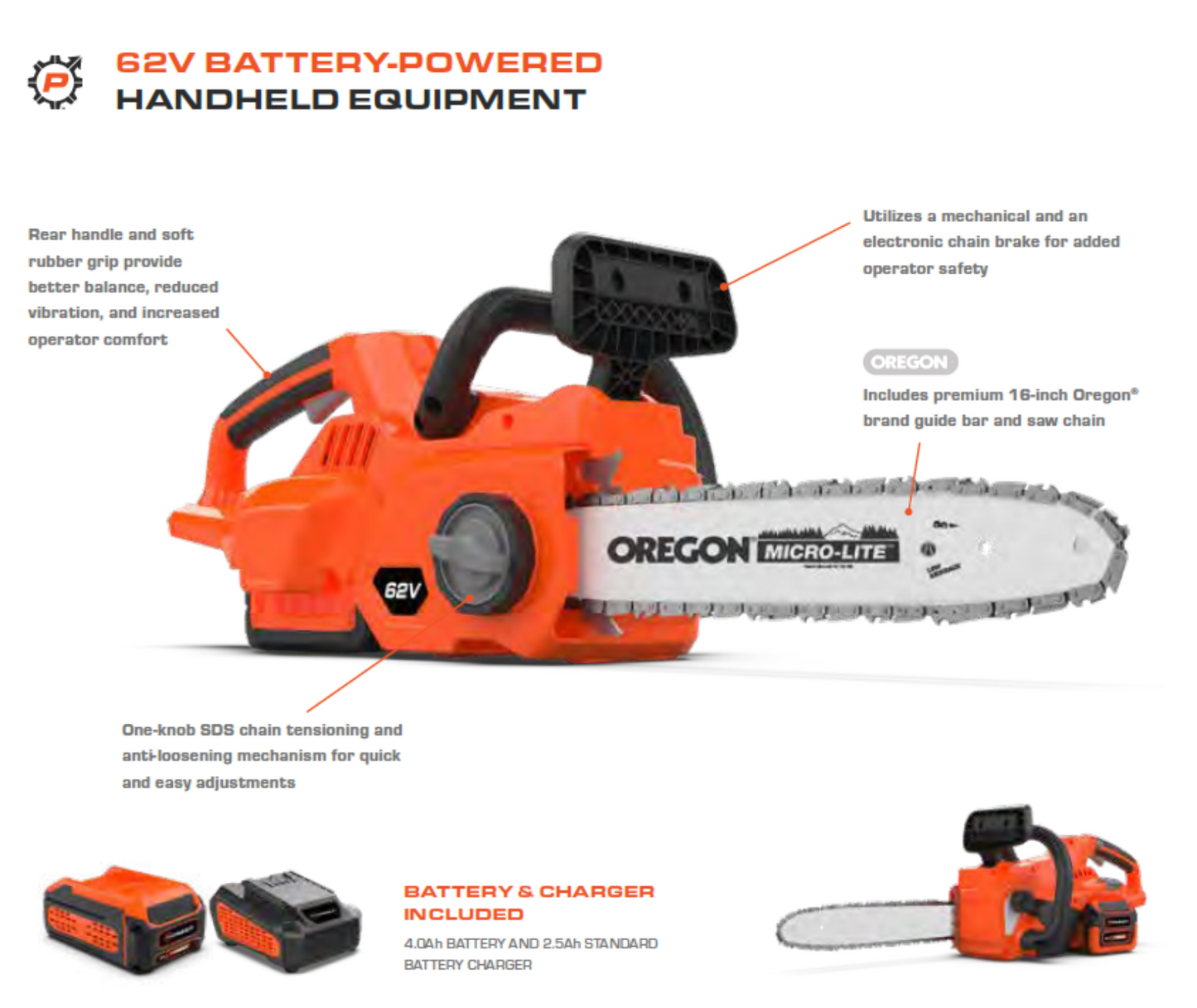 Pioneer 62V Battery Powered Chainsaw (E6216CS) - E6216CS