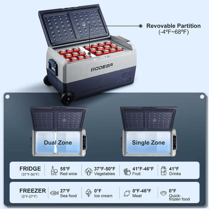 BODEGAcooler 38qt/36L T36 Dual Zone 12V Portable Car Fridge - T36+T36 Cover